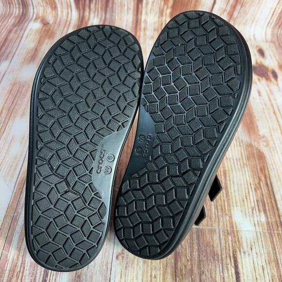 Crocs BROOKLYN LUXE Womens Size 6 Black Gladiator Wedge Sandals Open Toe Shoes - Picture 8 of 9